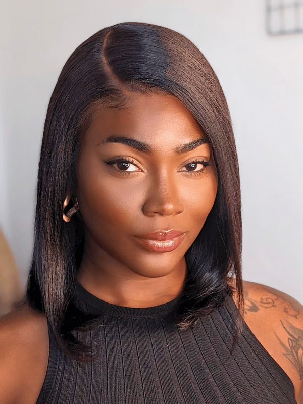 UNice 13x4 Lace Front Yaki Bob Wig With Invisible Drawstring Pre-Cut, Pre-Bleached & Summer-Ready