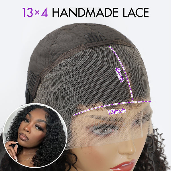 13x4 Flat Curl - 14" Inches, Color 1B#, 240% Density