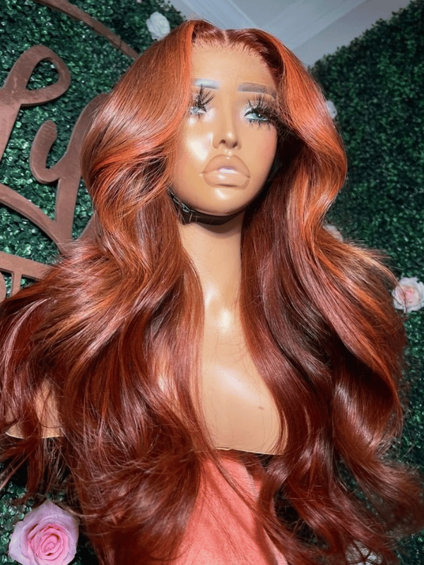 Bye-Bye Knots 7x5 Lace Loose Wave Red Orange Highlights Wig with Face Framing Layers