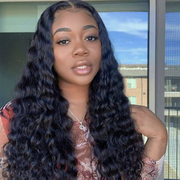 Loose Deep Wave Transparent T Part Lace Wig 100% Human Hair Wigs