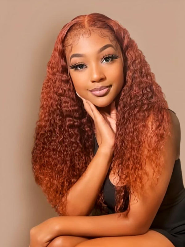 [24"=$139]UNice 13x4 Lace Frontal Auburn Brown Jerry Curly& Ginger Brown Straight Pre-Everything Wig