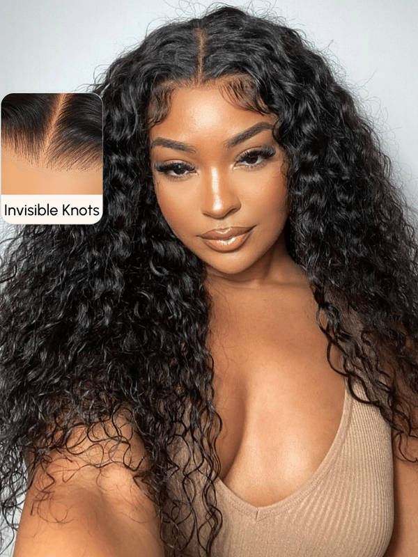 13x4 Bye Bye Knots Wig PreCut Lace Water Wave Invisible Knots Lace Wig 150% Density