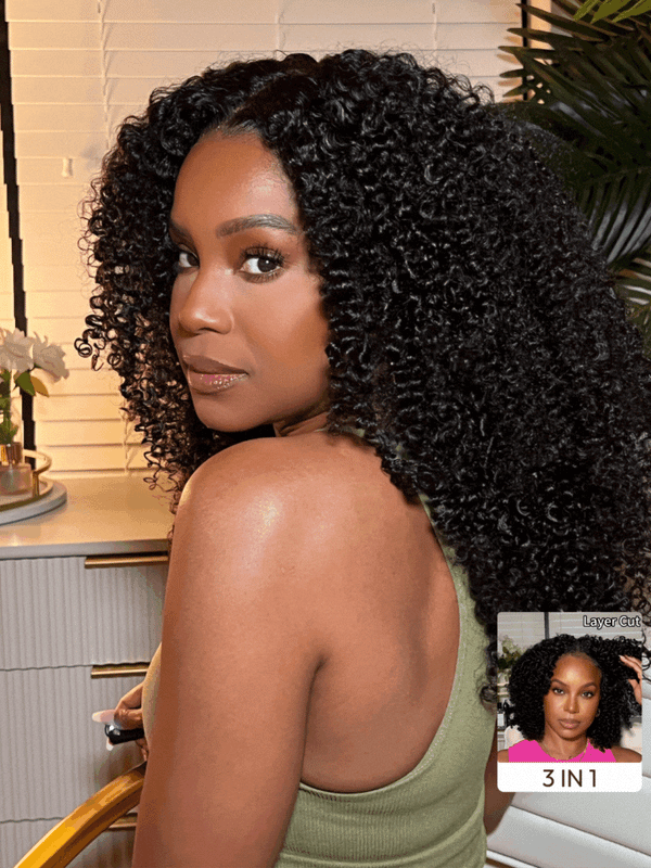 [Limited Time] UNice Maxreal Half Wig 2x4 Lace Part Black Kinky Curly Wig