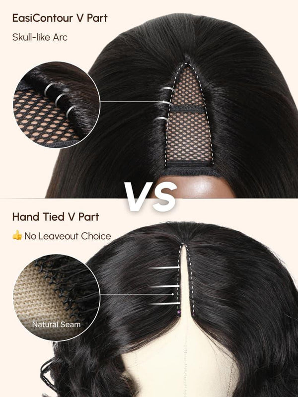 [Beginner Friendly] Hand-Tied V Part Kinky Hair Straight Wig Upgrade U Part Human Hair Wig