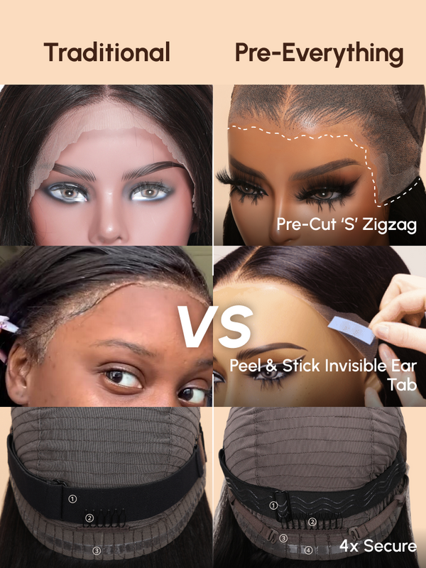UNice 13x4 Pre Everything Water Wave& 7x5 Bye Bye Knots Kinky Curly Reddish Brown Gluleless Lace Wigs