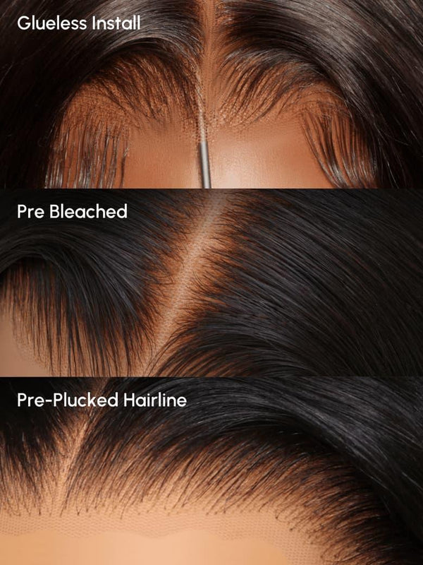 [1 Wig 2 Texture] 13x4 Pre-Everything™ Lace Frontal Natural Black Bouncy Water Wave Curly Wig Perfect For Summer Look