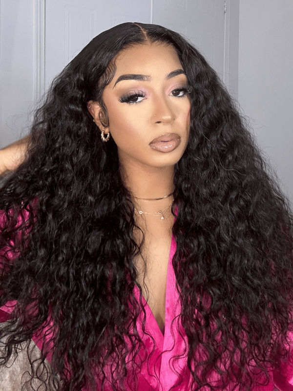 [180% Density] 13x4 Pre Everything Ear To Ear Pre-Cut Lace Front Water Wave Drawstring Wig With Baby Hair