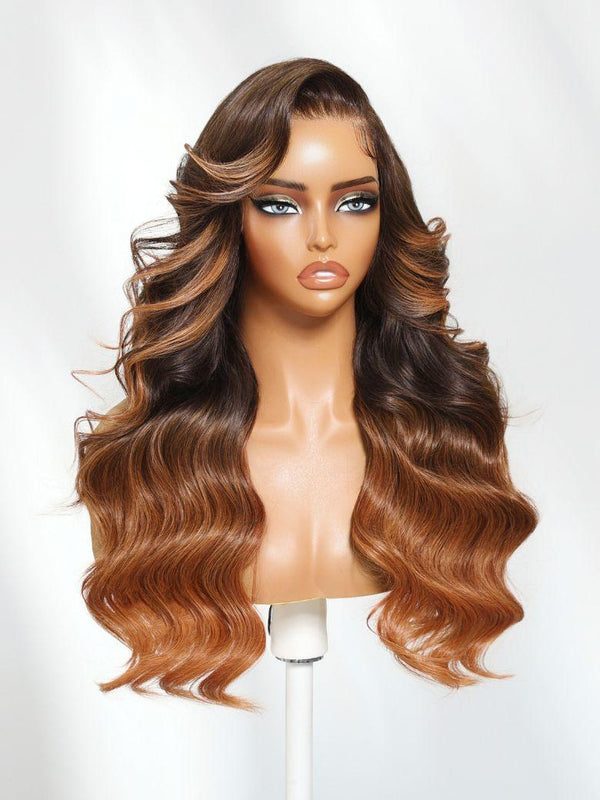 UNice 13x4 Pre-Everything™ Lace Frontal Auburn Ombre Loose Wave Side Part Drawstring Wig With Face Framing Layers