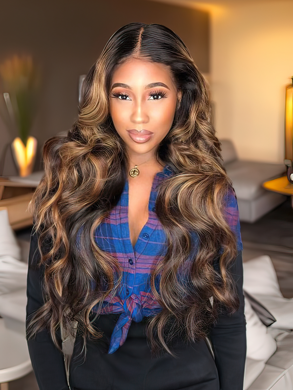 3Pcs #FB30 Brown Balayage Highlight Body Wave Human Hair Bundles