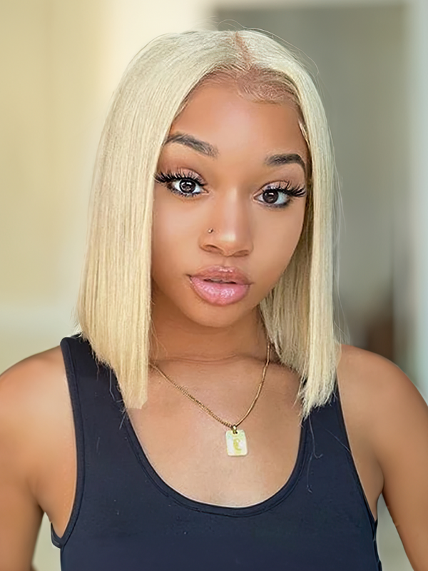 613 Blonde Bob 13x4 Transparent Lace Human Hair Wig
