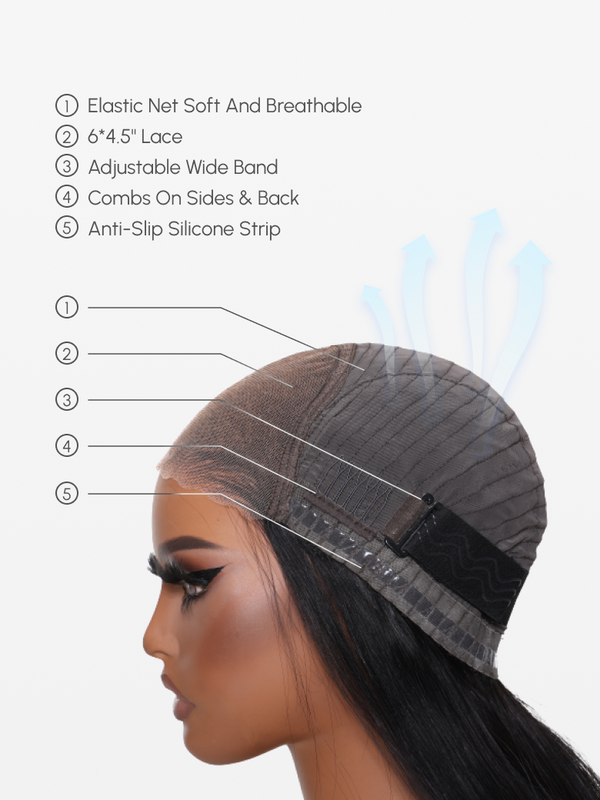 [From 20"] 6x4.5 Pre Cut Lace Put On And Go Glueless Kinky Curly Black Air Wig 150% Density
