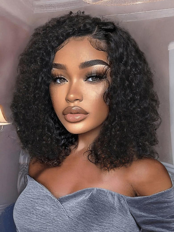 UNice 13x4 Pre-Everything™ Lace Frontal Black Side Part Jerry Curly Wig with Invisible Drawstring 150% Density