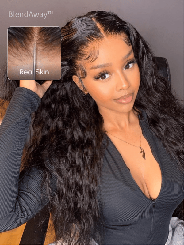 5x5 Thin HD BlendAway Lace Closure Glueless Water Wave Wig with Bleached Knots Match All Skin Tones 150% Density