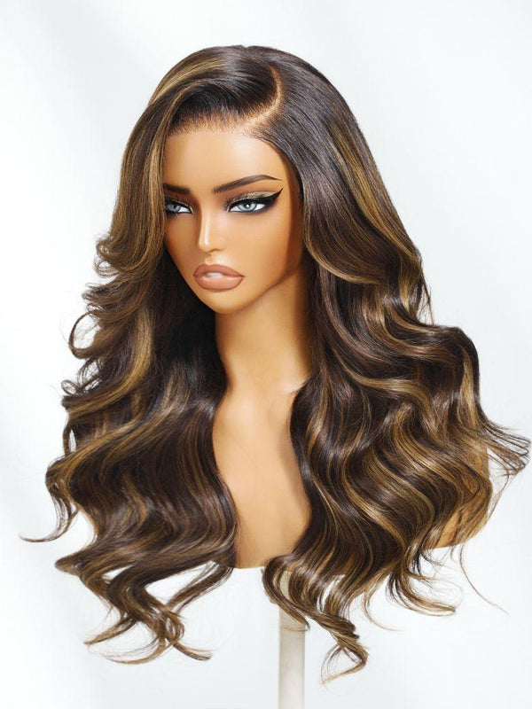 UNice Bye-Bye Knots™ 7x5 Lace Brown with Chocolate Caramel Highlights Body Wave Glueless Drawstring Wig