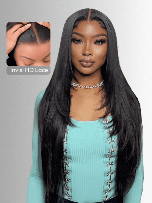 [Healthy Ends] UNice13x4 HD Real Scalp Invisible Lace Frontal Black Layered Straight Wig
