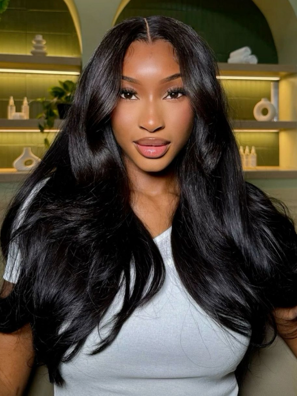 Middle Part Lace Straight Hair Wigs Natural Hairline Wig With Natural Baby Hair 150% Density