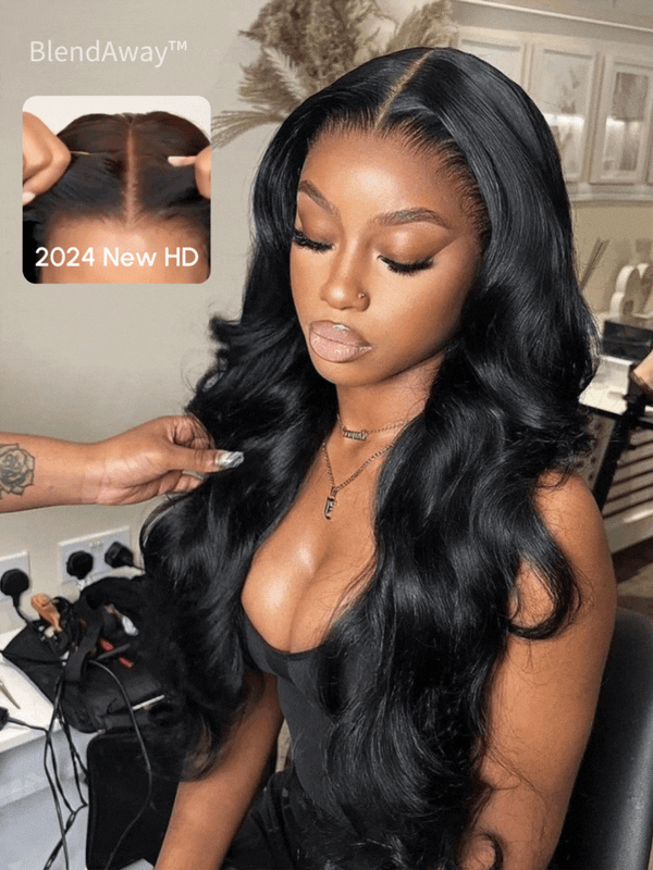 [24"-30" 180% Density HD lace]5x5 HD BlendAway Pre Cut Lace Closure Glueless Body Wave Affordable Wig with ByeBye-Knots Match All Skin Tones