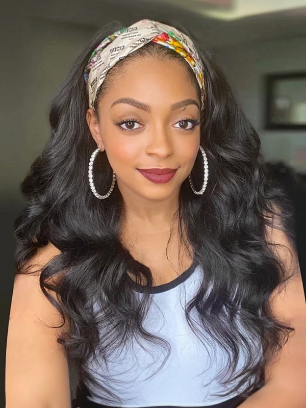 Body Wave Glueless Headband Wig Natural Color 100% Virgin Human Hair