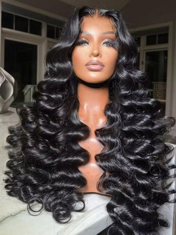 Pre-Cut Lace 13x4 Pre-Everything™ Lace Frontal Natural Black Loose Deep Wave Wig