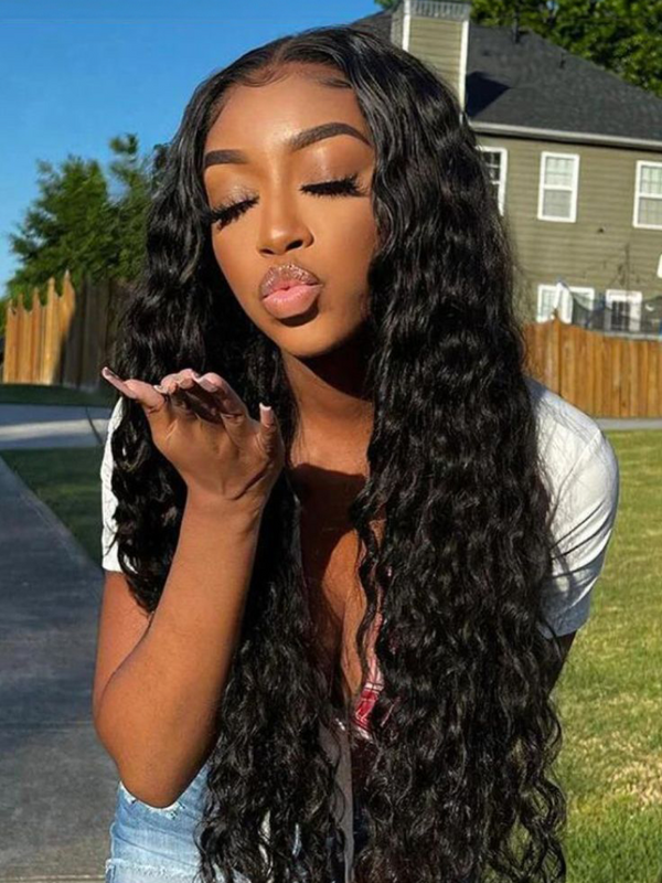 [From 22"] Pre-Everything 13x4 Lace Frontal Black Deep Wave Wig