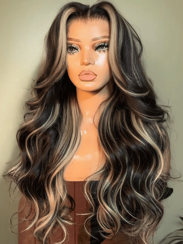 UNice 7x5 Bye-Bye Knots™ & 13x4 Pre-Everything™ Lace Loose Wave Butterscotch Highlights Brown with Free Face Framing Bangs Wig 150% Density