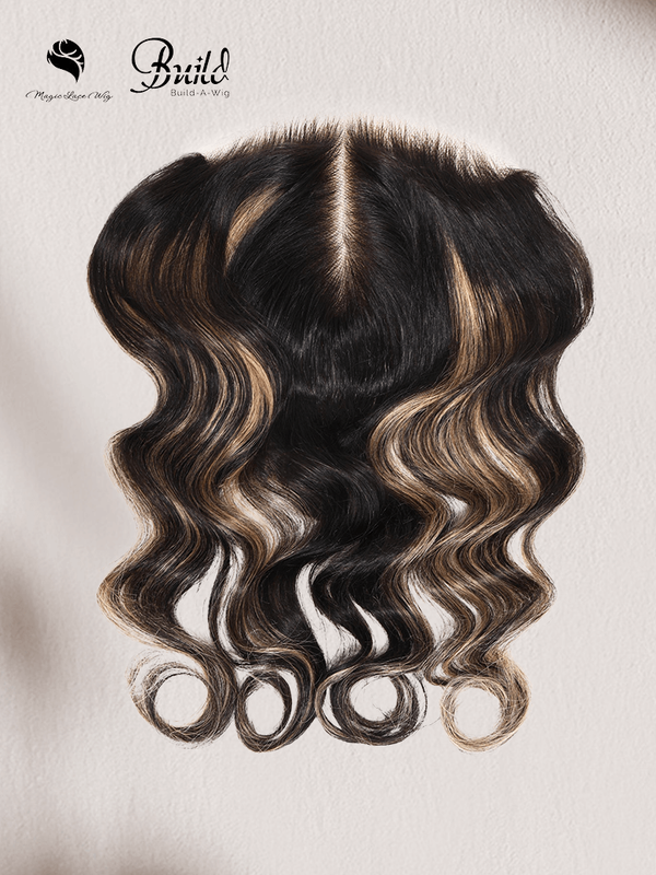 UNice Black With Blonde Highlights Body Wave Replaceable Lace Closure For Magic Lace Wig