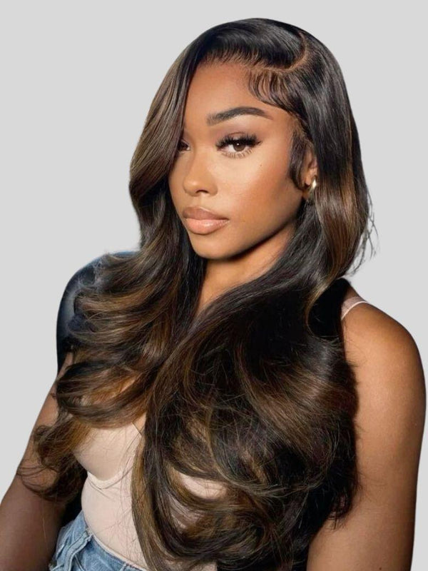 13x4 Pre-Everything™ Lace Front Wig Espresso Brown With Highlights Loose Wave Wig
