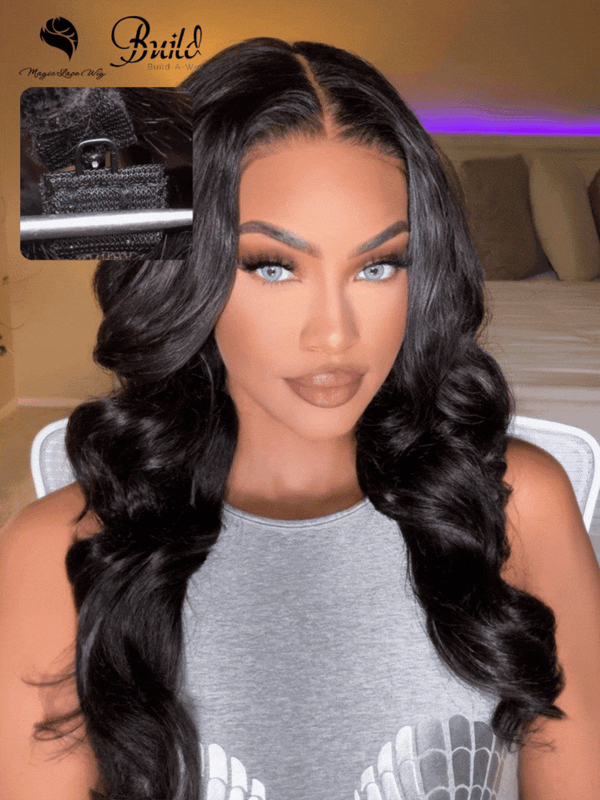 [Magic Replaceable Closure Wig] 7x5 Lace Real Look Black & Highlight Blonde Bye-Bye Knots Wig Game Changer