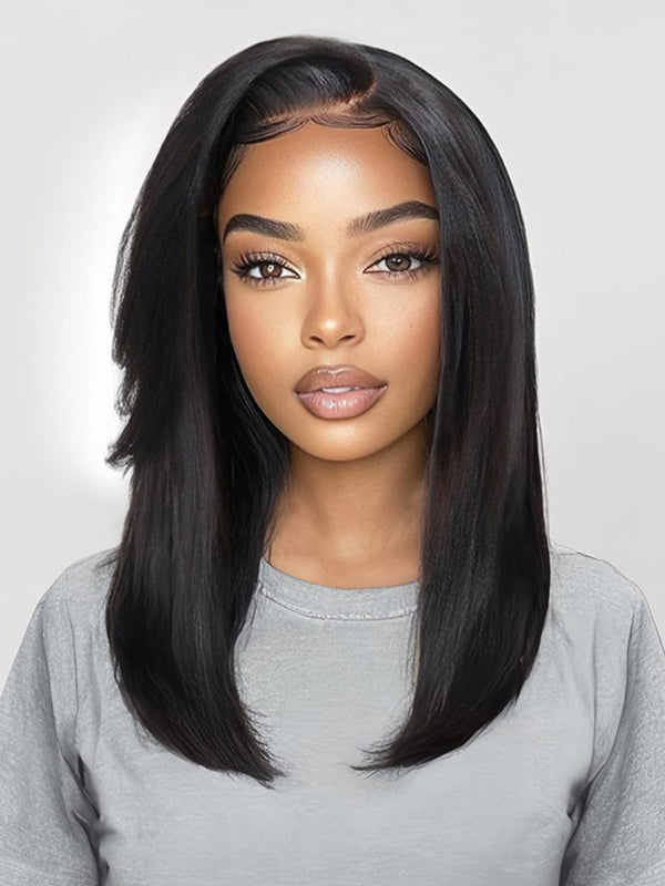 7x5 Bye-Bye Knots™ Lace Yaki Straight Invisi Drawstring Wig With Side Bangs