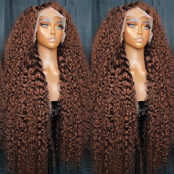 OneMore 250 Density Brown Hair 13x4 Lace Front Wig Deep Wave Frontal Wig Brazilian Colored Human Hair Wigs