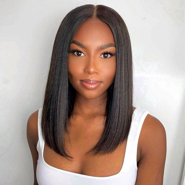 T Part Straight Hair Short Bob Wig Human Hair Lace Front Wigs