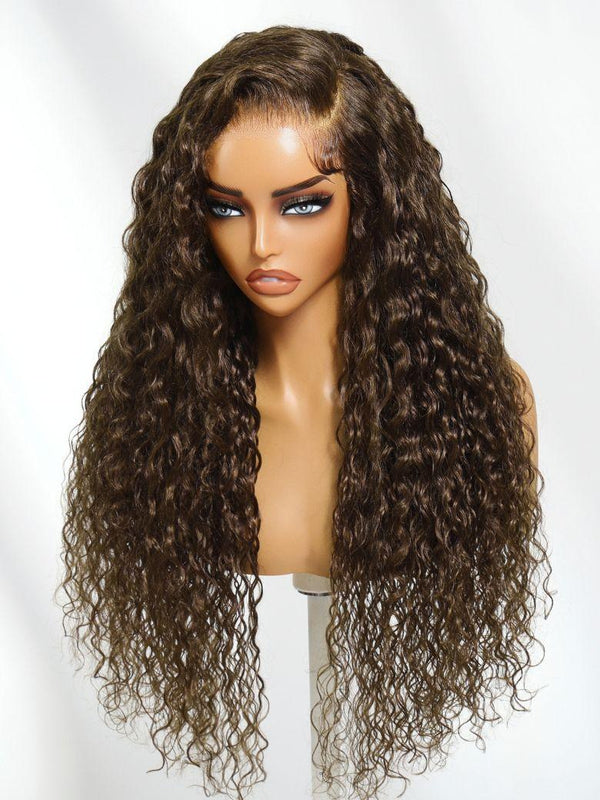 UNice 13x4 Pre-Everything™ Lace Frontal Chestnut Brown Water Wave Glueless Drawstring Wig