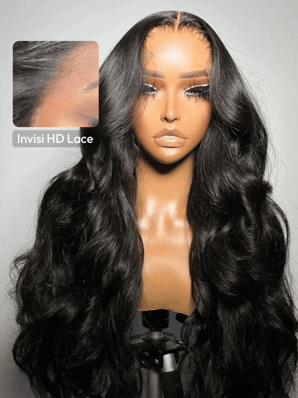 UNice HD Real Scalp™ Wig 13x4 Invisible Lace Frontal Bouncy Body Wave Black Wig
