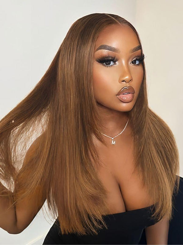 UNice 7x5 Bye-Bye Knots Caramel Blonde& Purple Black Cherry Layered Straight Wig