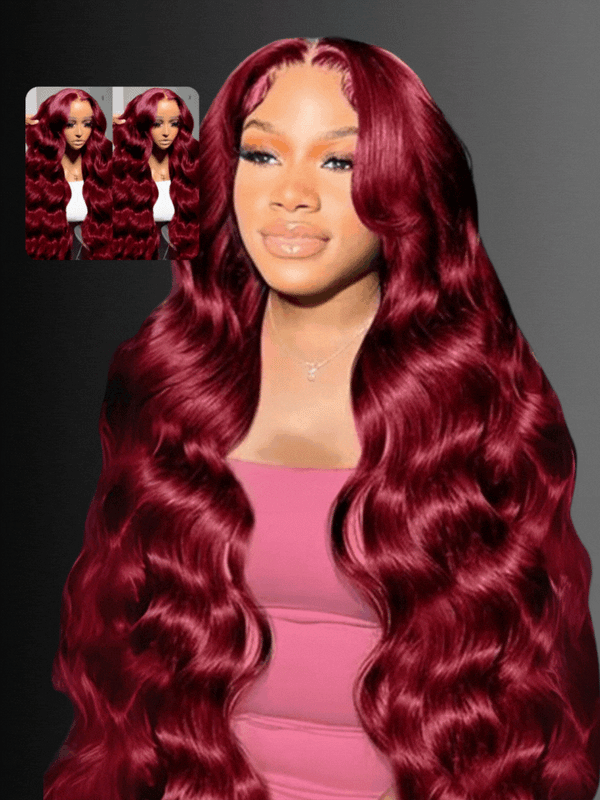 UNice 13x4 Pre-Everything Lace Frontal Burgundy Loose Wave Wig