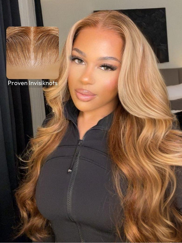 [Invisi Drawstring] Bye-Bye Knots Wig Pre-Cut 7x5 Glueless Lace Honey Blonde Body Wave Wig