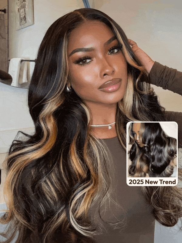 UNice 13x4 Pre-Everything Lace Front Wig Lace Loose Wave Butterscotch Highlights Brown Wig 150% Density