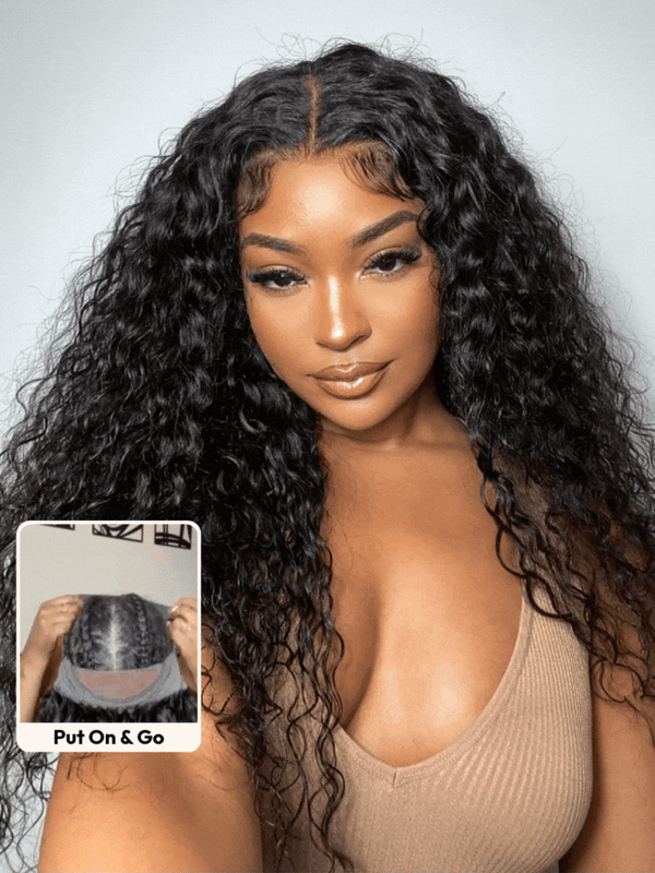UNice 7x5 Bye-Bye Knots™ & 13x4 HD Lace Pull & Go Glueless Water Wave Grip Wig With Secure Silicone Strips and Drawstring With Baby Hair