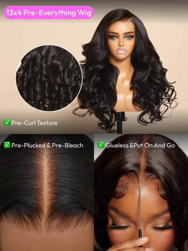 13x4 Pre-Everything™ Transparent Lace Front 3D Body Wave Wig Real Ear To Ear With Invisi Drawstring Wig Lace Fit Better