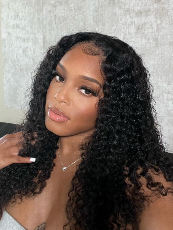 [6x4.5 20 Inch = $139]UNice Put On And Go 6x4.5 Pre Cut Lace Jerry Curly Black Glueless Air Wig