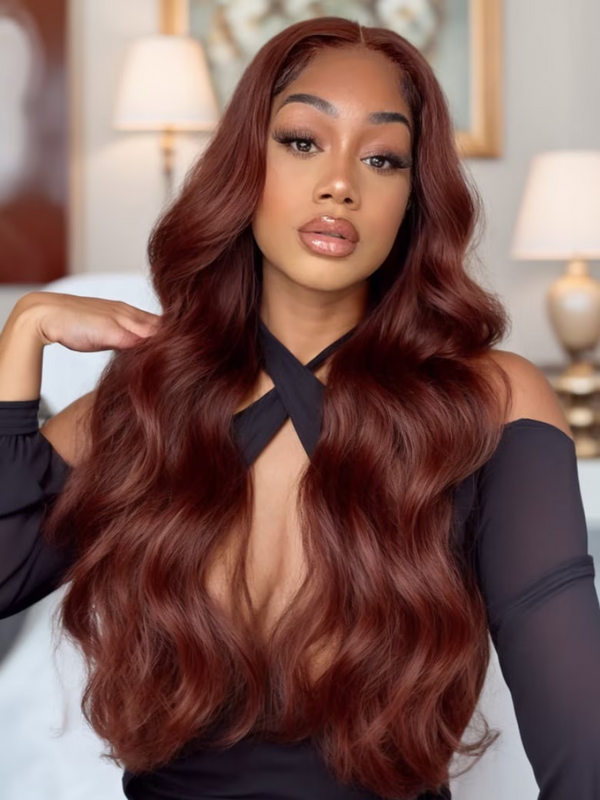 [22"=$119] 13x4 Pre-Cut Lace Front Reddish Brown Body Wave Wig Pre-Everything Wig 150% Density