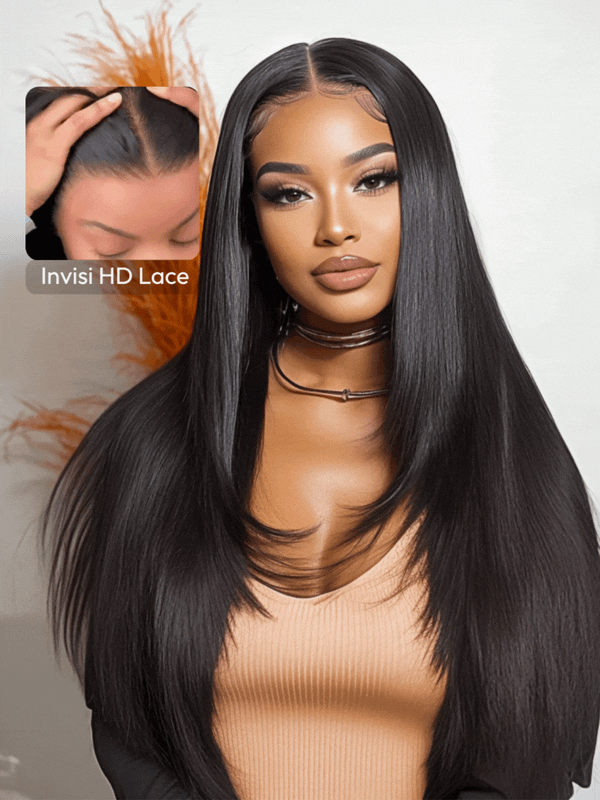 [From 14'']UNice HD RealScalp™ Wig 13x4 Invisible Lace Frontal Black Layered Straight Wig