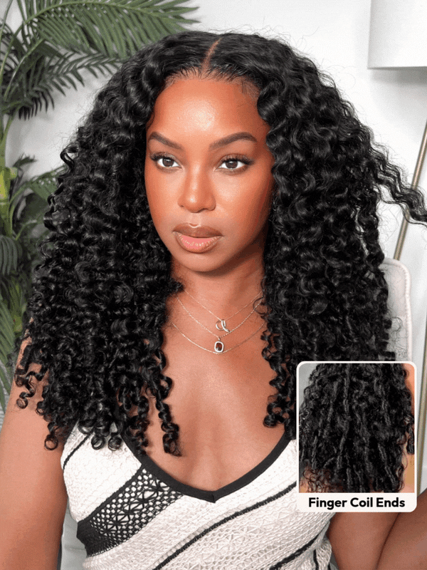 [Finger Coil]UNice Bye-Bye Knots 7x5 Pre Cut Lace Curly Texture Premium Hair Wig With Finger Coil Ends