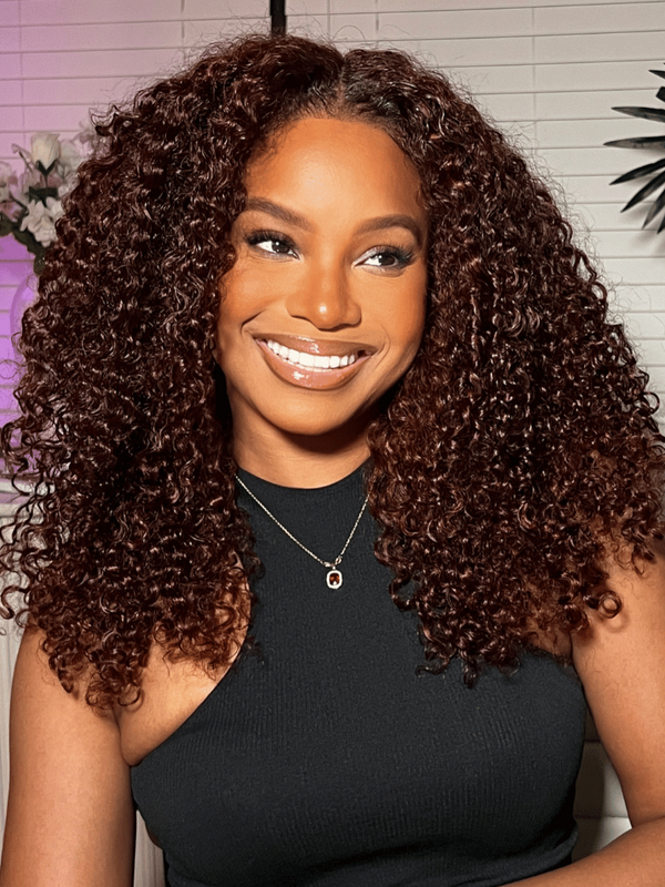 [24''=$169] UNice Real Ear To Ear Super Secure 13x4 Lace Frontal Reddish Brown Jerry Curly Pre-Everything Wig