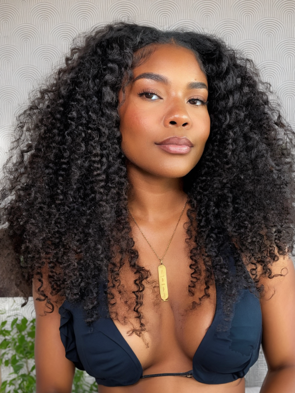18 Inch 150% Beginner Friendly V Part Kinky Curly Wig