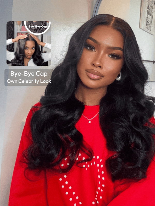 HD Bye-Bye Cap™ Wig 13x4 Invisible Glueless Lace Frontal Body Wave Black Wig