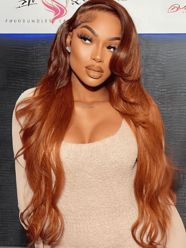 [22"=$119] 13x4 Lace Frontal Auburn and Ginger Mix Shinny Color Straight Human Hair Wigs