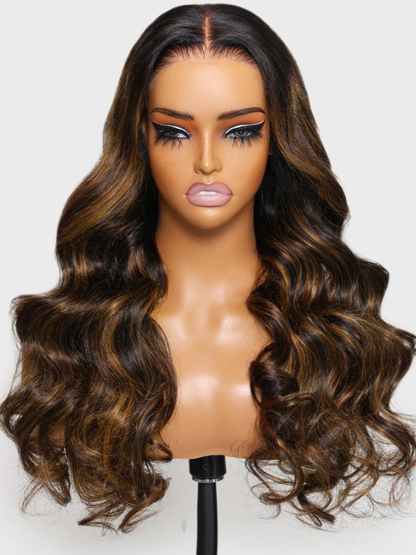 7x5 Bye Bye Knots™ Glueless Lace Wig Balayage Highlight Body Wave Wig