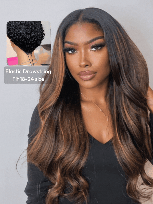 Bye Bye Knots Wig 7x5 Glueless Lace Balayage Highlight Body Wave Invisi Drawstring Wig