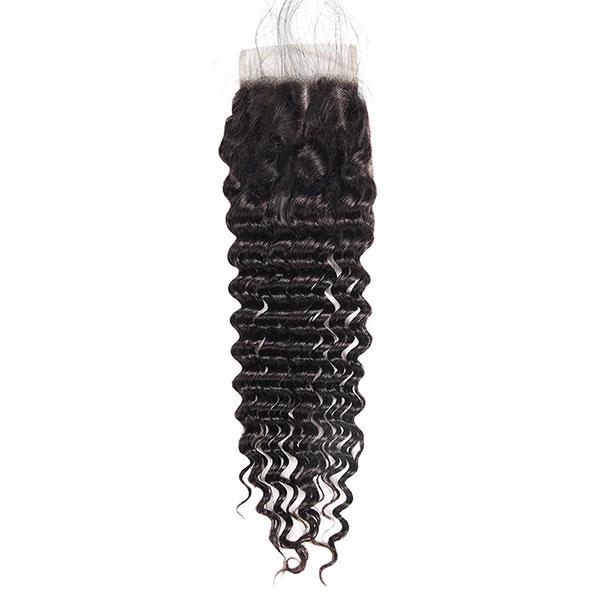Brazilian Human Hair Deep Wave Hair 4*4 Lace Closure 1 Piece